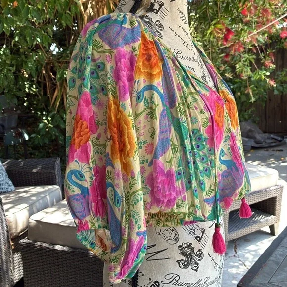 NWT🦩Spell Boheme Cropped Blouse in Spring size small - Picture 5 of 11